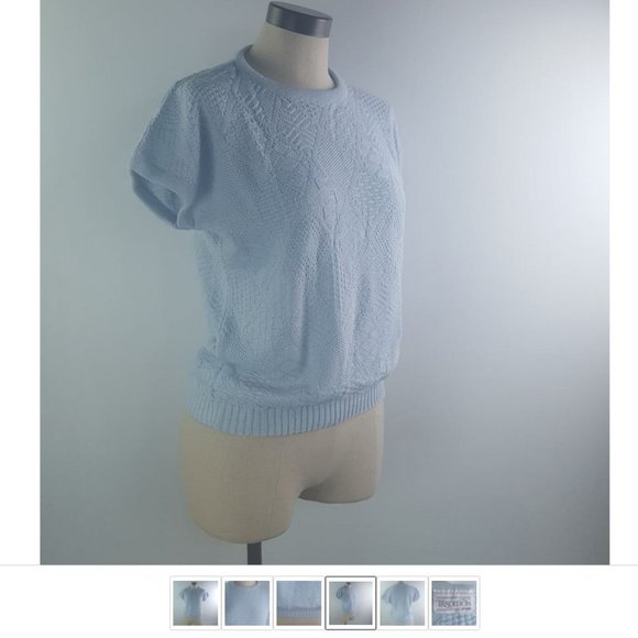 Vintage Blouson Ribbed Blouse by Tradition Sears Blue Women Top Sz Small - Picture 4 of 6